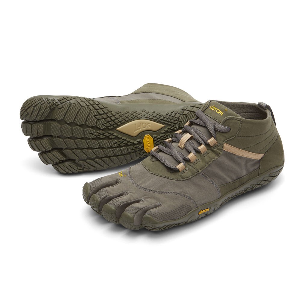 Vibram Five Fingers Mens V-Trek - Barefoot Shoes Olive - UQT329867